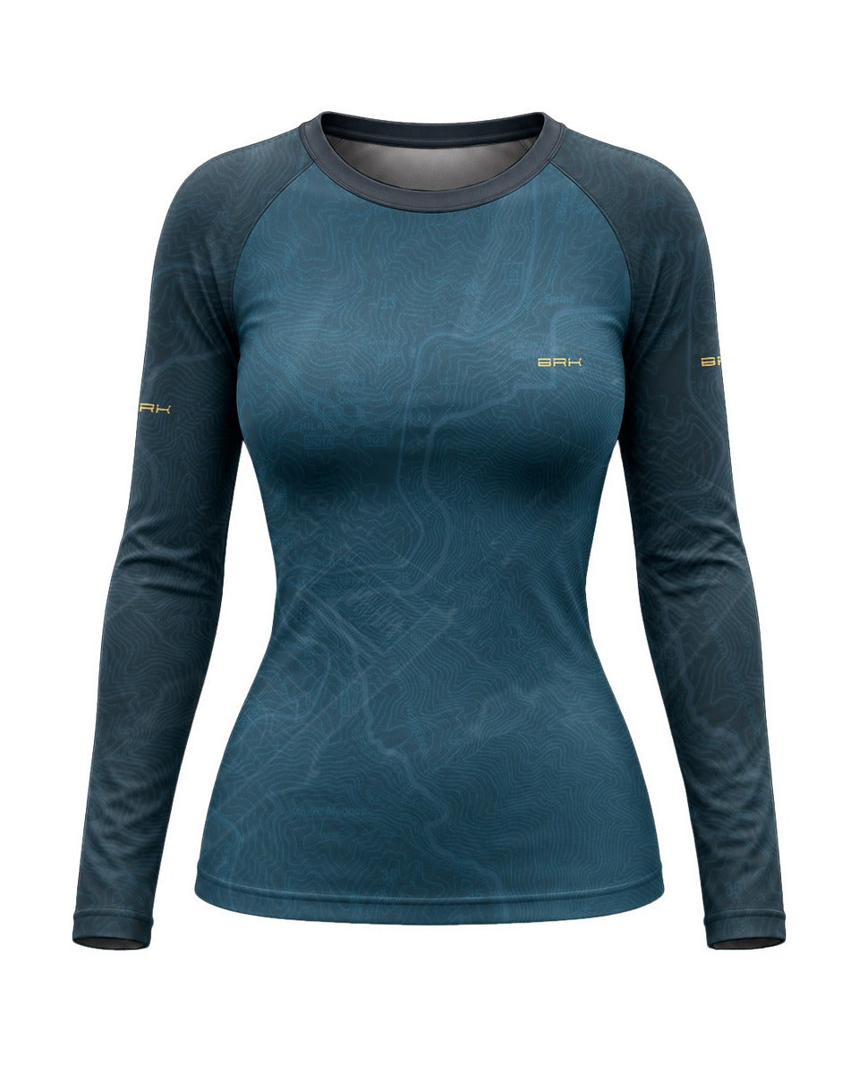 Camisa UV50 Segunda Pele Feminina Brk Custom Hunter 350 Azul e Dourado com UV50+