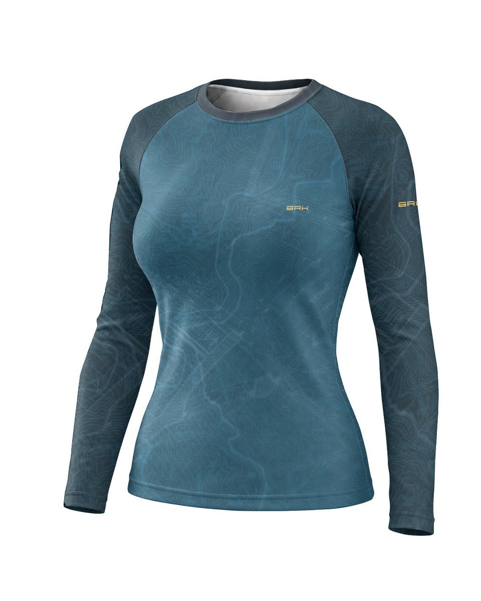 Camisa UV50 Segunda Pele Feminina Brk Custom Hunter 350 Azul e Dourado com UV50+