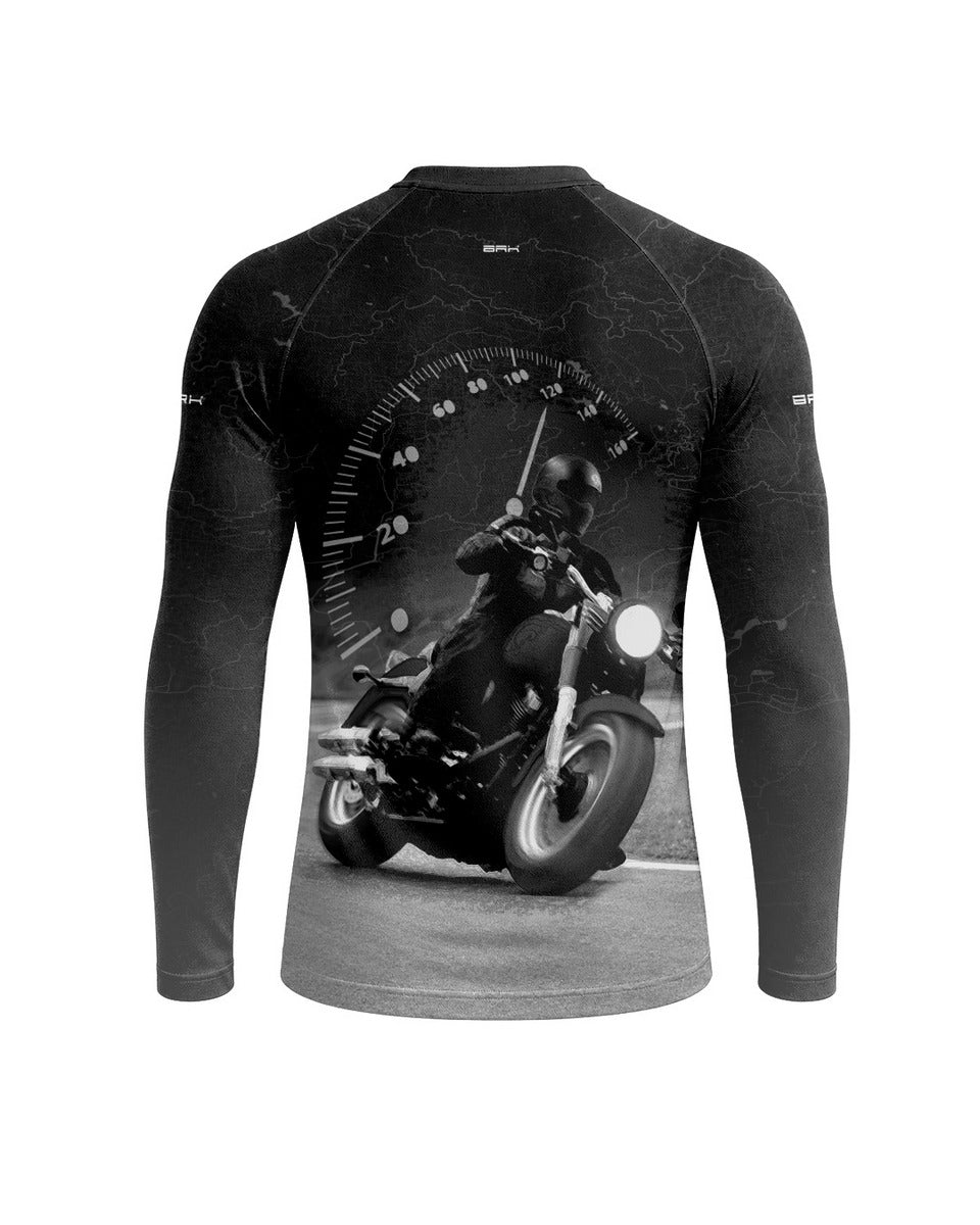 Camisa UV50 Segunda Pele Brk Custom Fat Boy Preto e Cinza com UV50+