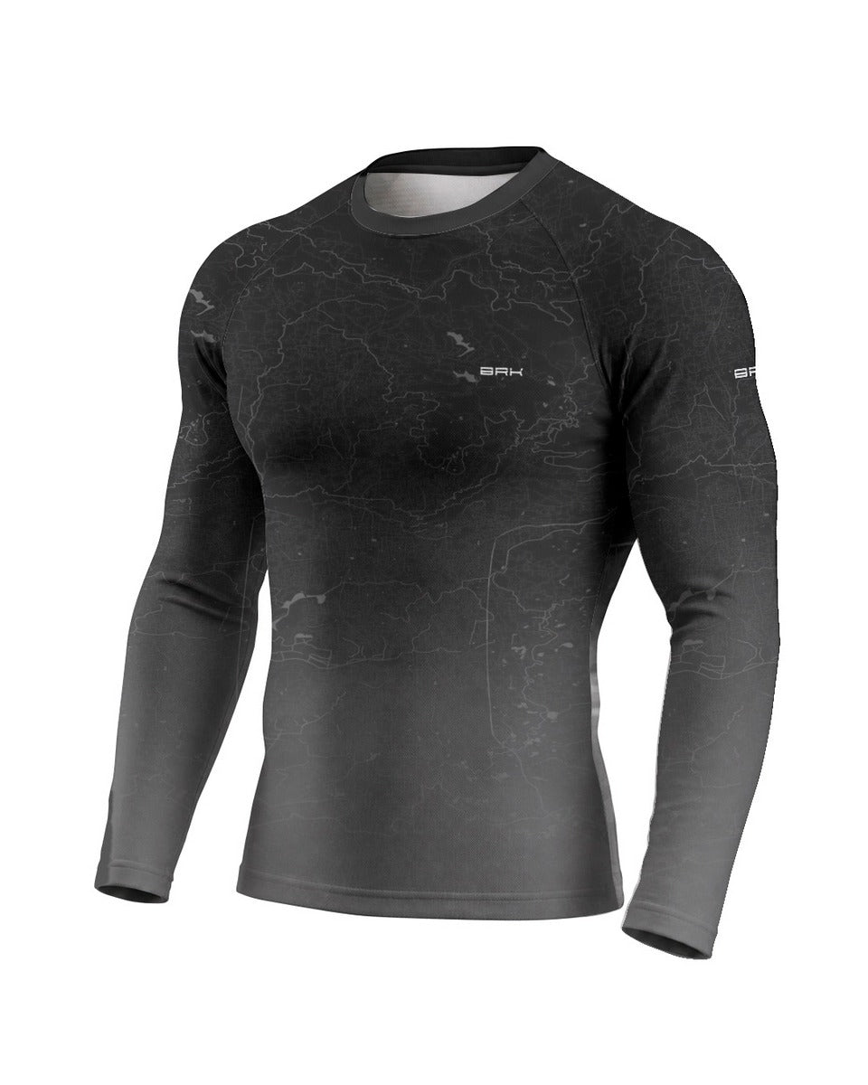 Camisa UV50 Segunda Pele Brk Custom Fat Boy Preto e Cinza com UV50+