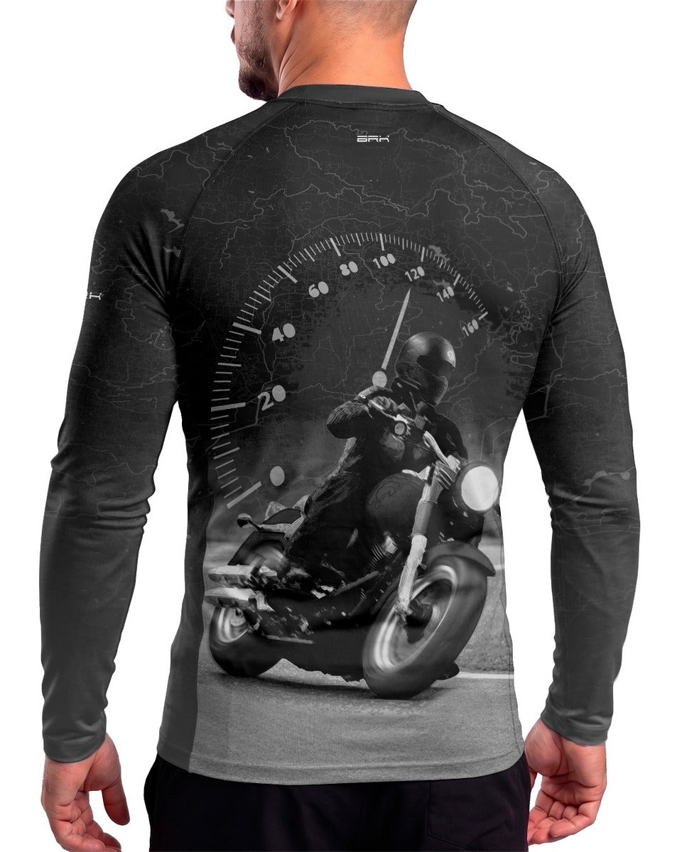 Camisa UV50 Segunda Pele Brk Custom Fat Boy Preto e Cinza com UV50+
