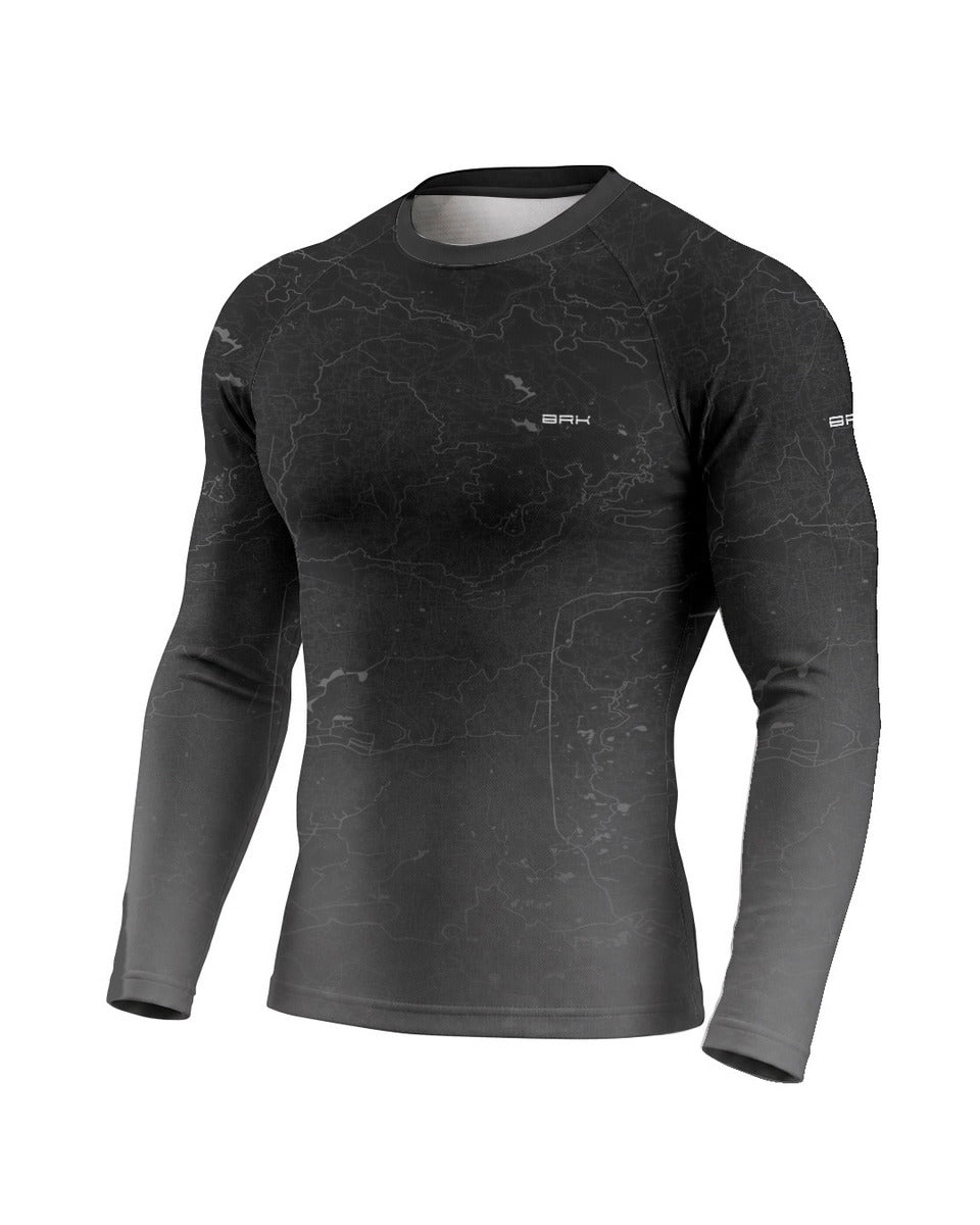 Camisa UV50 Segunda Pele Brk Custom Fat Boy Preto e Cinza Clean com UV50+