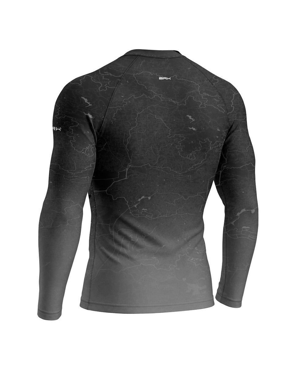Camisa UV50 Segunda Pele Brk Custom Fat Boy Preto e Cinza Clean com UV50+