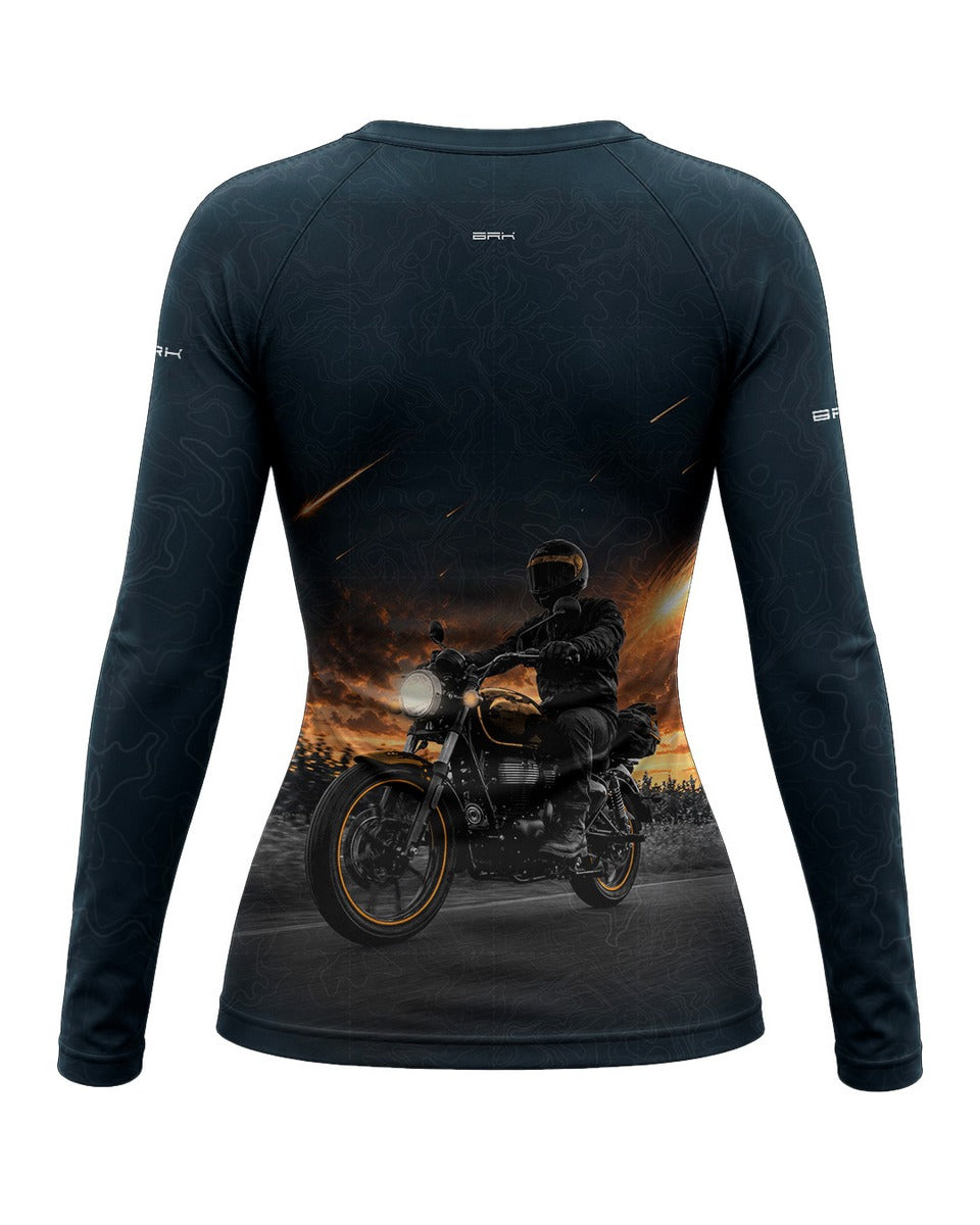 Camisa UV50 Segunda Pele Feminina Brk Custom Meteor Azul com UV50+