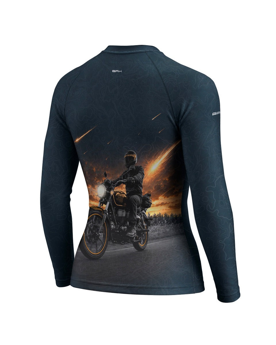 Camisa UV50 Segunda Pele Feminina Brk Custom Meteor Azul com UV50+