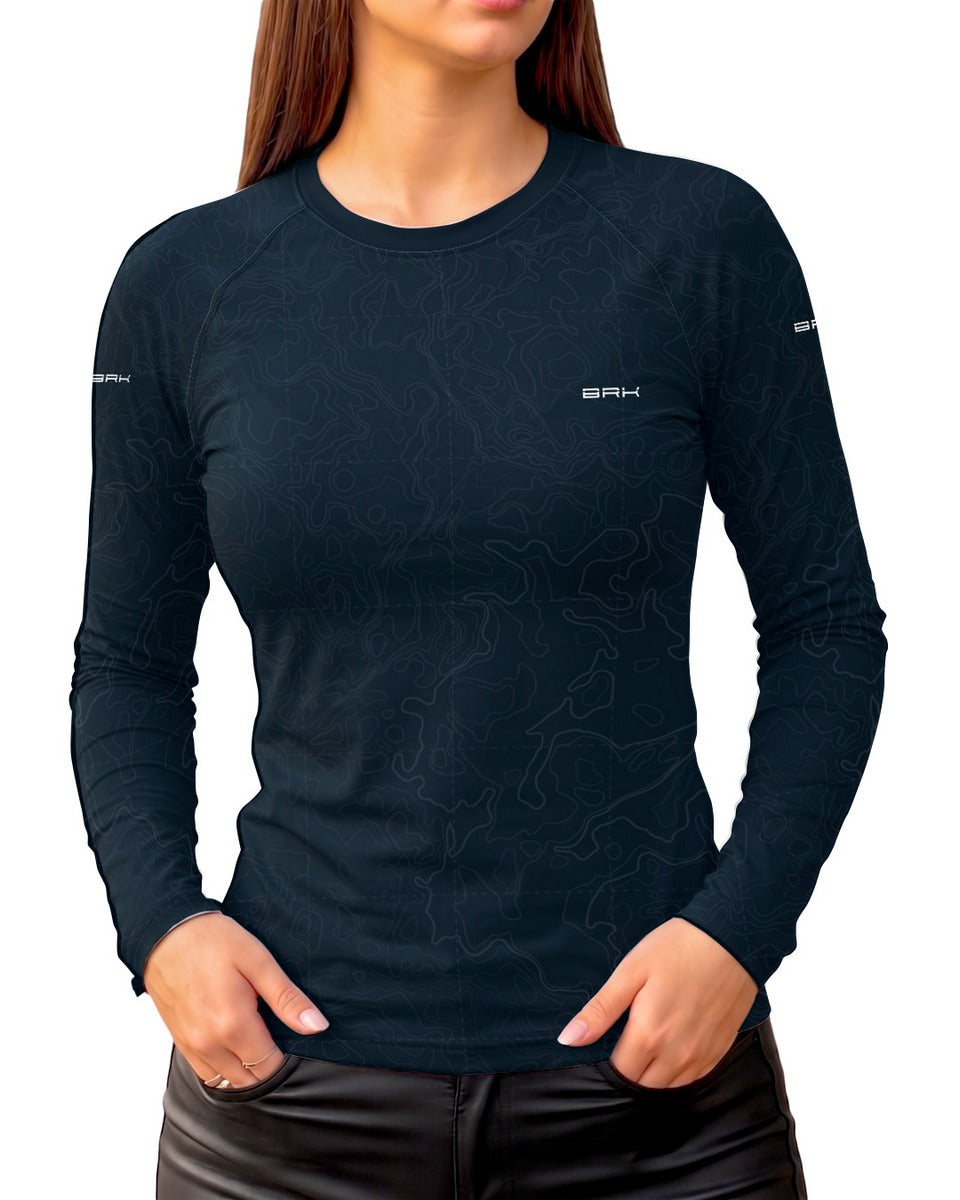 Camisa UV50 Segunda Pele Feminina Brk Custom Meteor Azul com UV50+