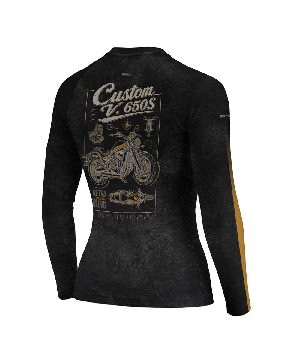 Camisa UV50 Segunda Pele Feminina Brk Custom V650S Cinza com UV50+