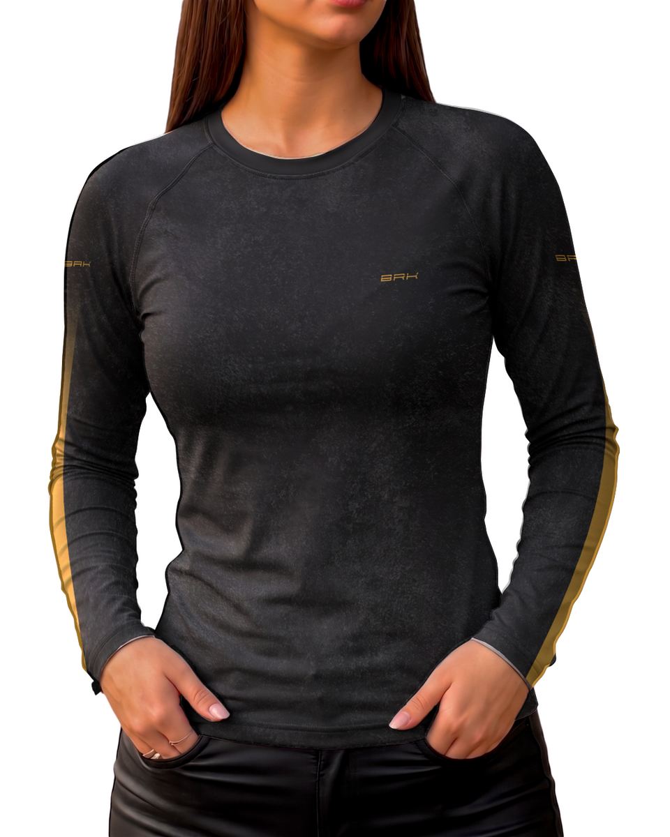 Camisa UV50 Segunda Pele Feminina Brk Custom V650S Cinza com UV50+