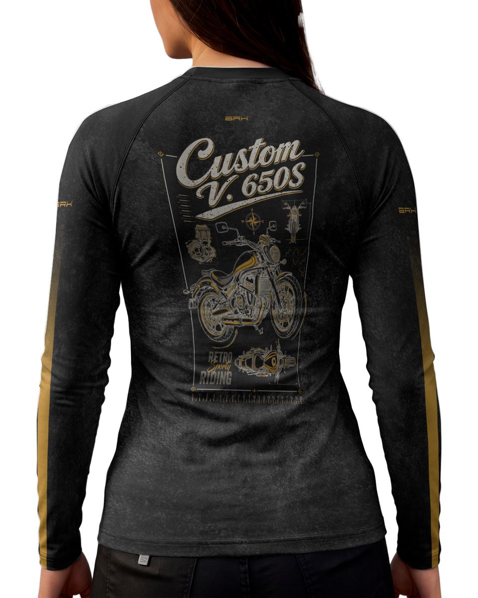 Camisa UV50 Segunda Pele Feminina Brk Custom V650S Cinza com UV50+