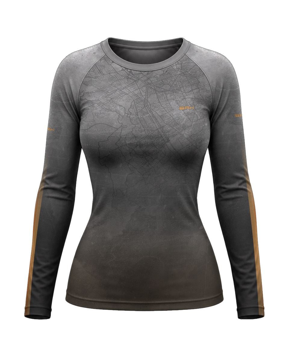 Camisa UV50 Segunda Pele Feminina Brk Harley Davidson Iron 833 Cinza e Laranja com UV50+