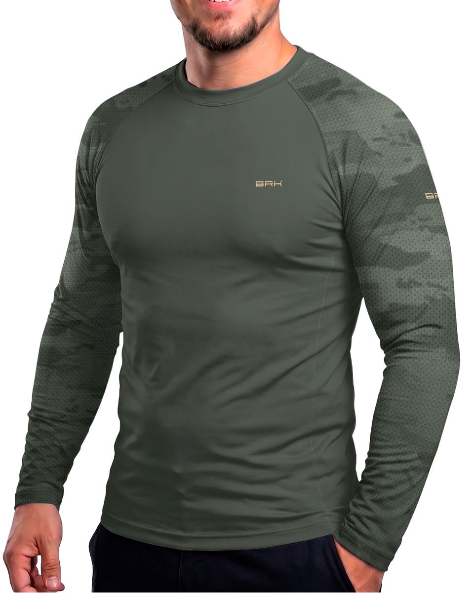 Camisa UV50 Segunda Pele Brk Royal Enfield Classic 350 Camu Verde Militar Clean com UV50+