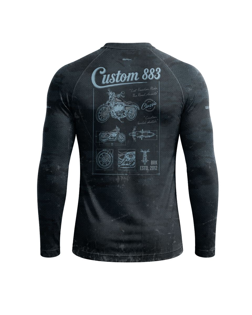 Camisa UV50 Segunda Pele Brk Harley Davidson Iron 833 Blueprint Camu Azul com UV50+