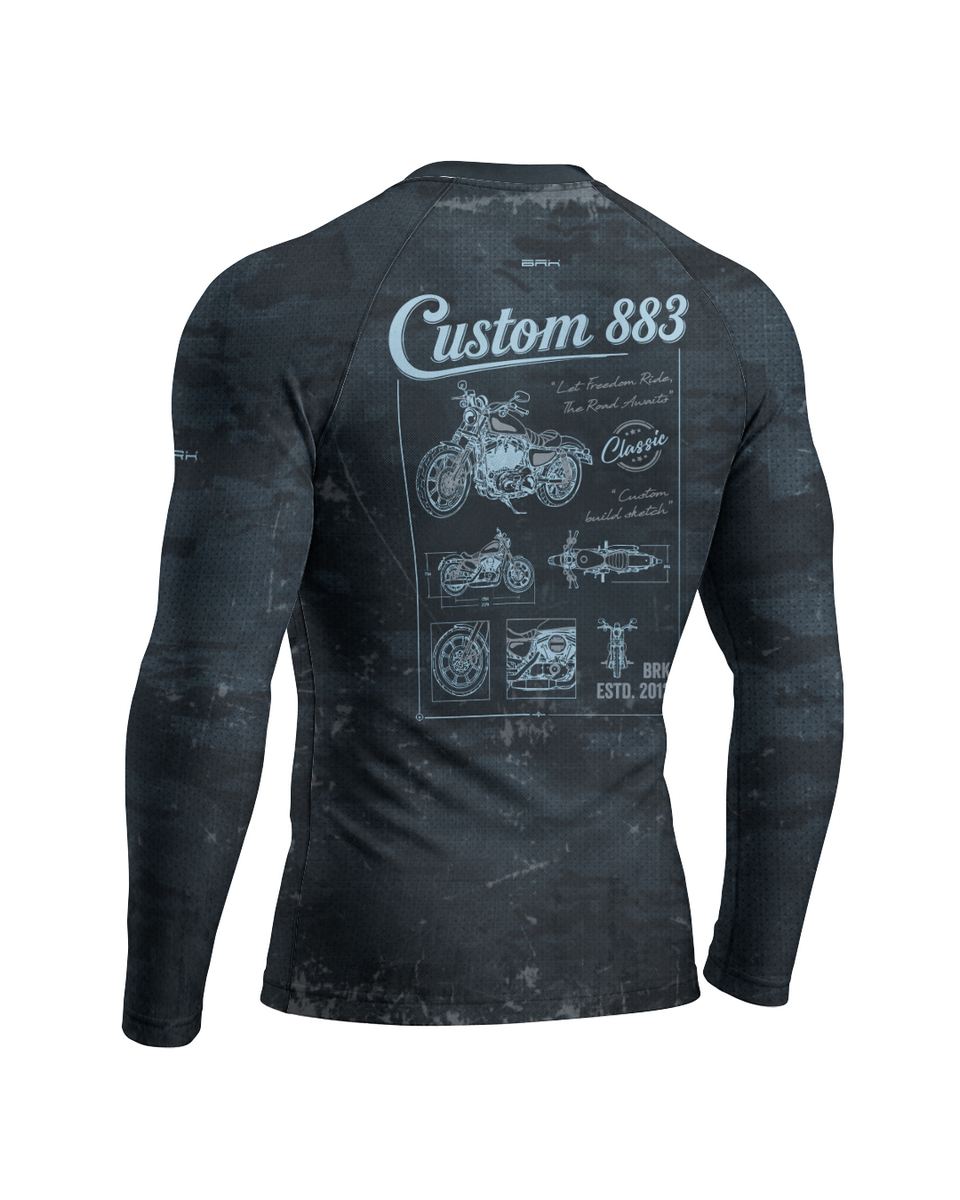 Camisa UV50 Segunda Pele Brk Harley Davidson Iron 833 Blueprint Camu Azul com UV50+
