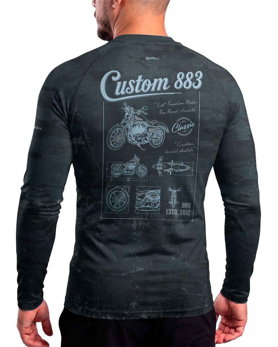 Camisa UV50 Segunda Pele Brk Harley Davidson Iron 833 Blueprint Camu Azul com UV50+