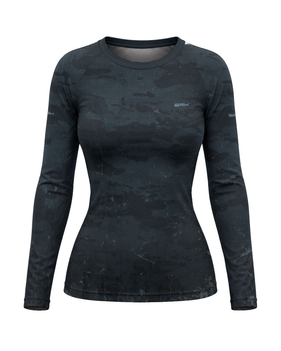 Camisa UV50 Segunda Pele Feminina Brk Harley Davidson Iron 833 Blueprint Camu Azul com UV50+