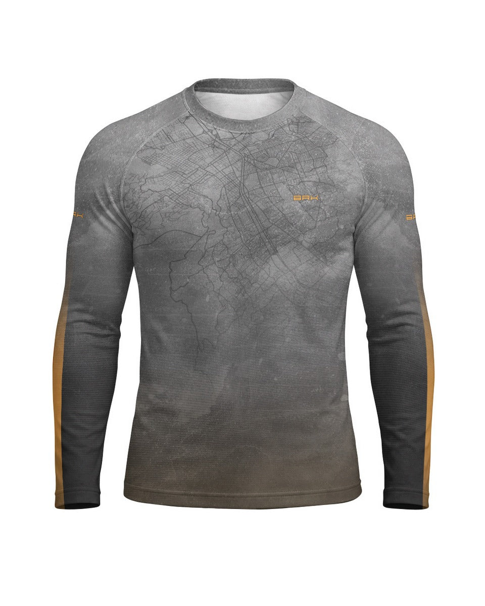 Camisa UV50 Segunda Pele Brk Harley Davidson Iron 833 Cinza e Laranja Clean com UV50+