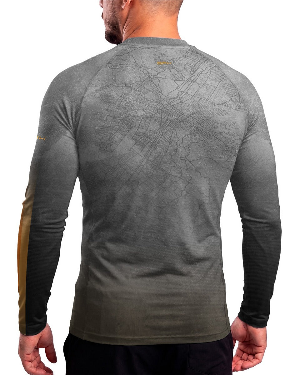 Camisa UV50 Segunda Pele Brk Harley Davidson Iron 833 Cinza e Laranja Clean com UV50+