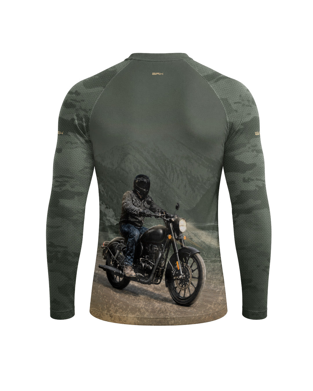 Camisa UV50 Segunda Pele Brk Royal Enfield Classic 350 Camu Verde Militar com UV50+