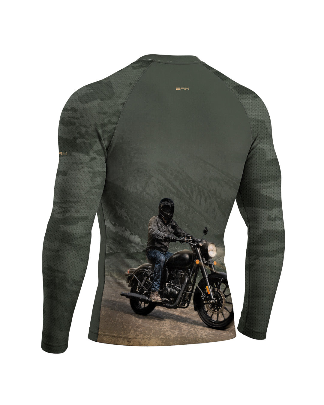 Camisa UV50 Segunda Pele Brk Royal Enfield Classic 350 Camu Verde Militar com UV50+
