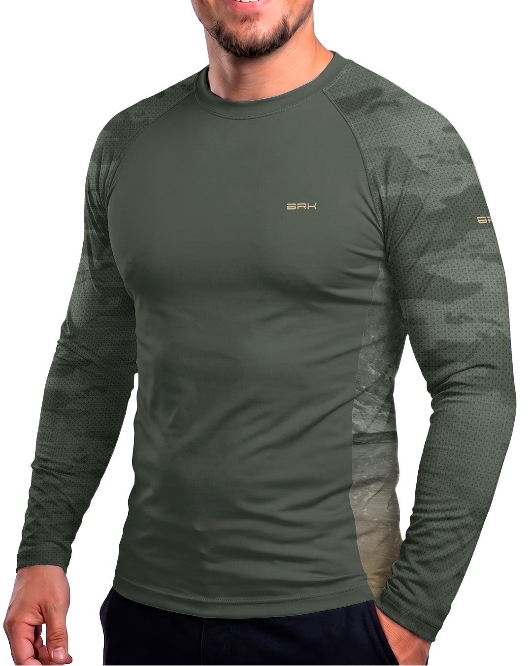 Camisa UV50 Segunda Pele Brk Royal Enfield Classic 350 Camu Verde Militar com UV50+