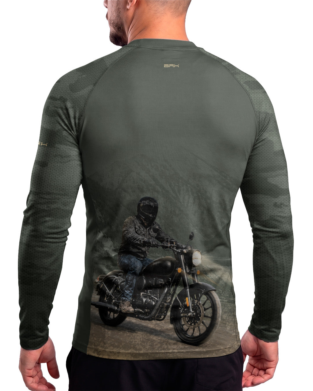 Camisa UV50 Segunda Pele Brk Royal Enfield Classic 350 Camu Verde Militar com UV50+