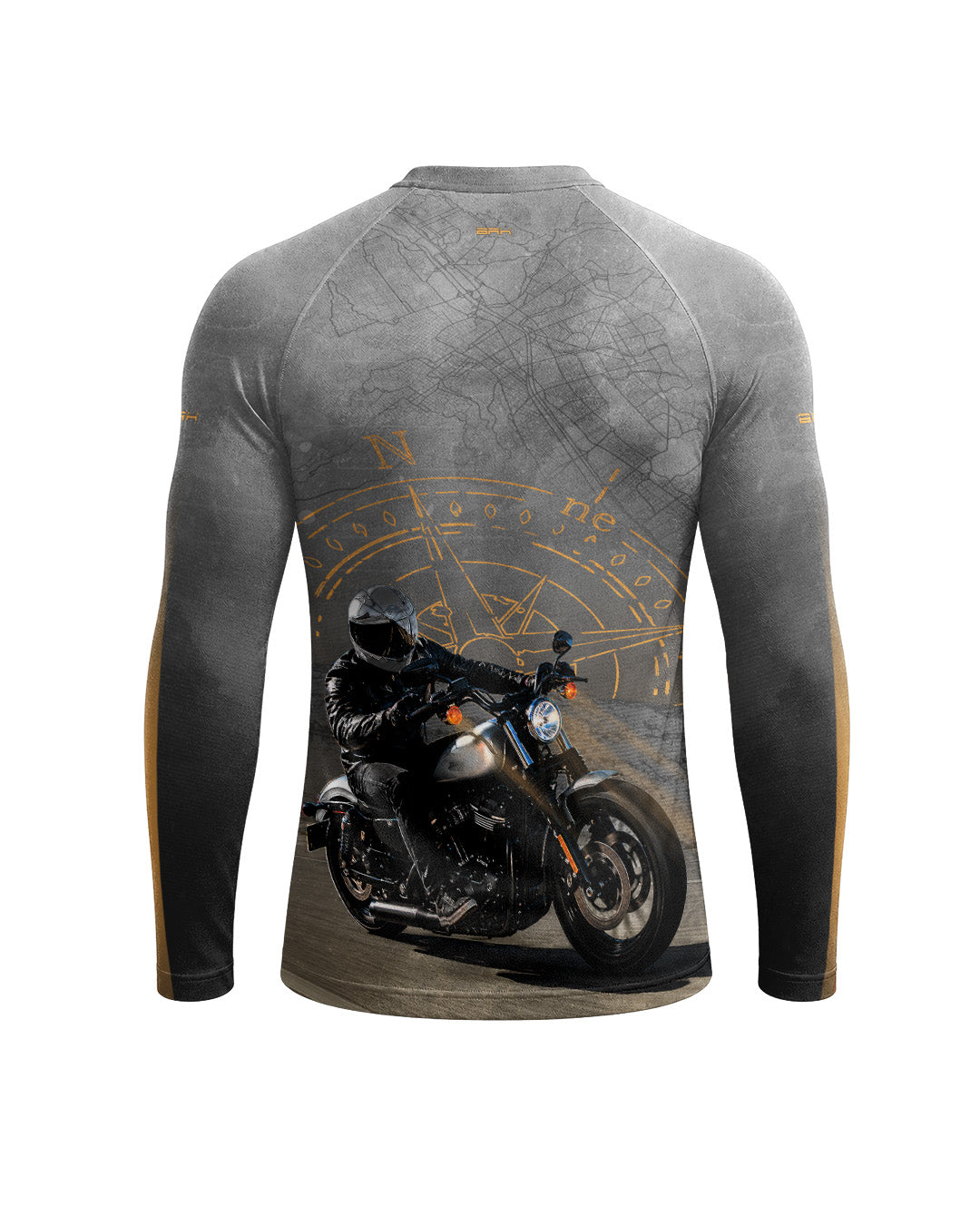 Camisa UV50 Segunda Pele Brk Harley Davidson Iron 833 Cinza e Laranja com UV50+
