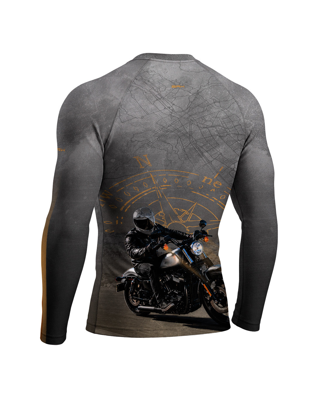 Camisa UV50 Segunda Pele Brk Harley Davidson Iron 833 Cinza e Laranja com UV50+