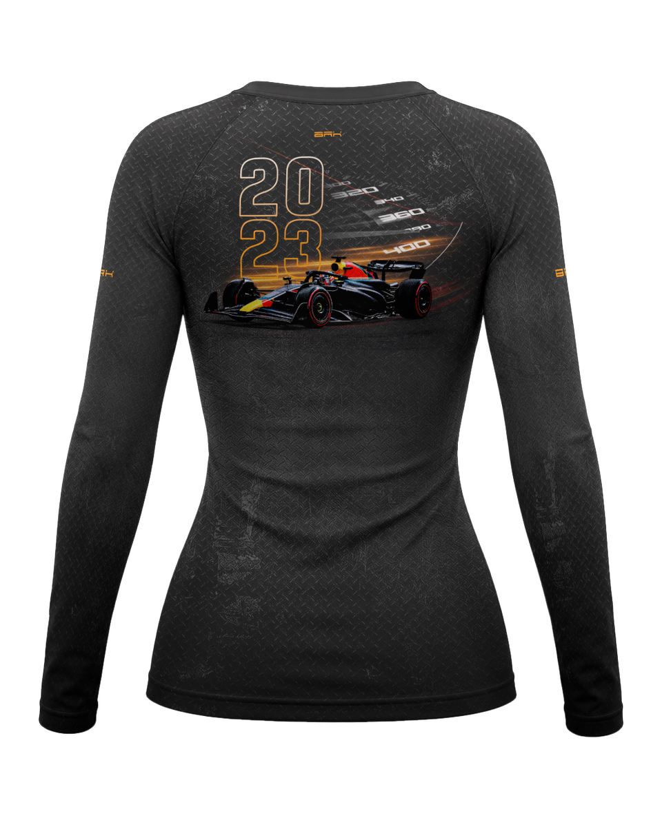 Camisa Segunda Pele Feminina Brk Fórmula 1 Red Bull Cinza Escuro 2023 com UV50+