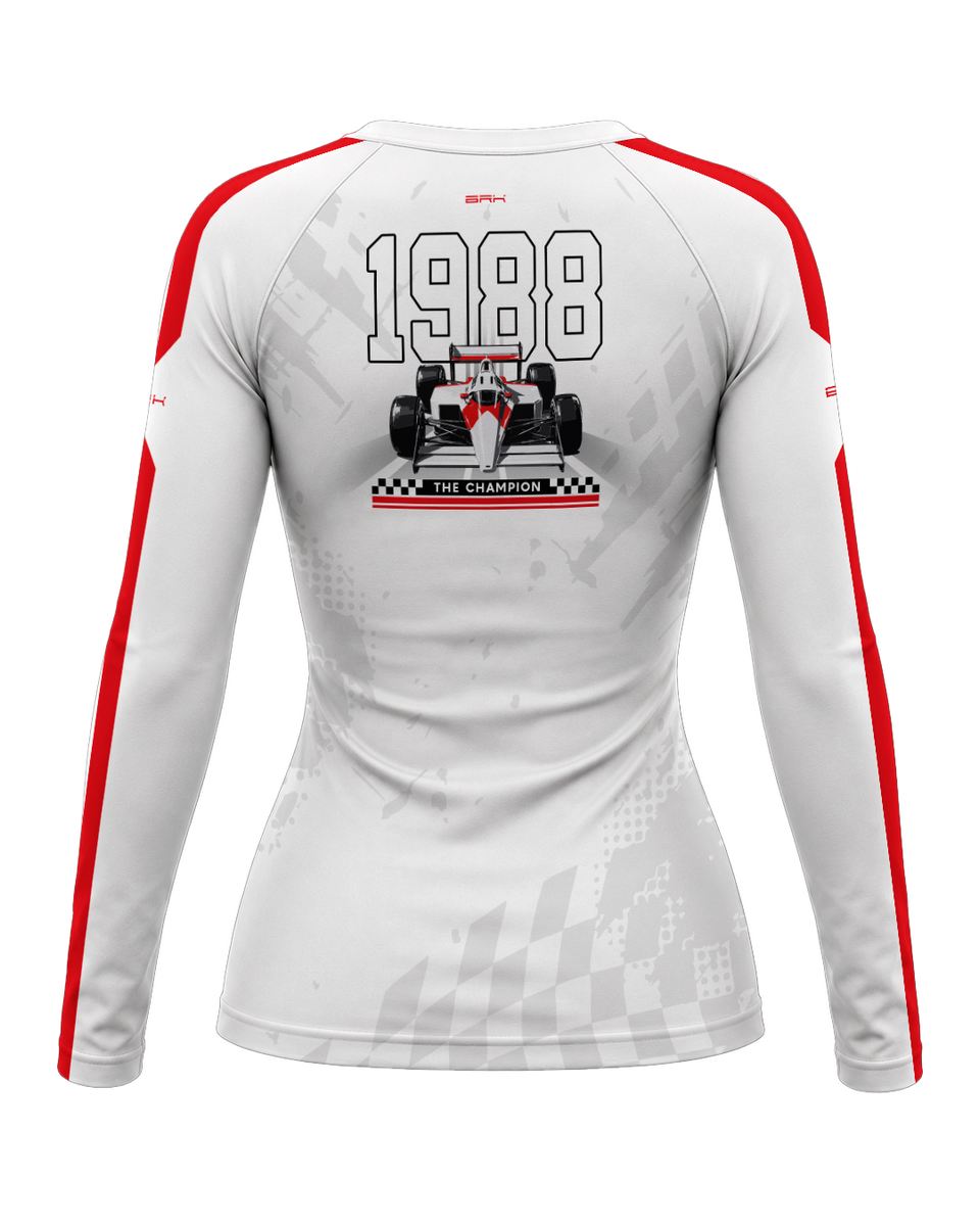 Camisa Segunda Pele Feminina Brk Fórmula 1 Mclaren 1988 Branca com UV50+