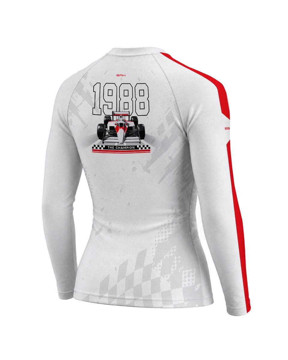 Camisa Segunda Pele Feminina Brk Fórmula 1 Mclaren 1988 Branca com UV50+