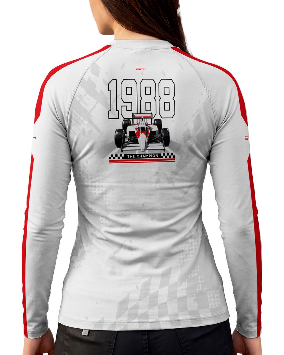 Camisa Segunda Pele Feminina Brk Fórmula 1 Mclaren 1988 Branca com UV50+