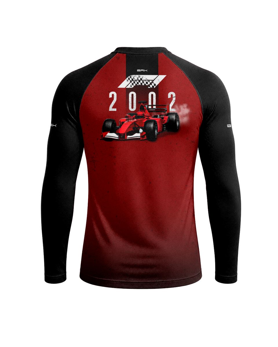 Camisa Segunda Pele Brk Fórmula 1 Vermelho e Preto 2002 com UV50+