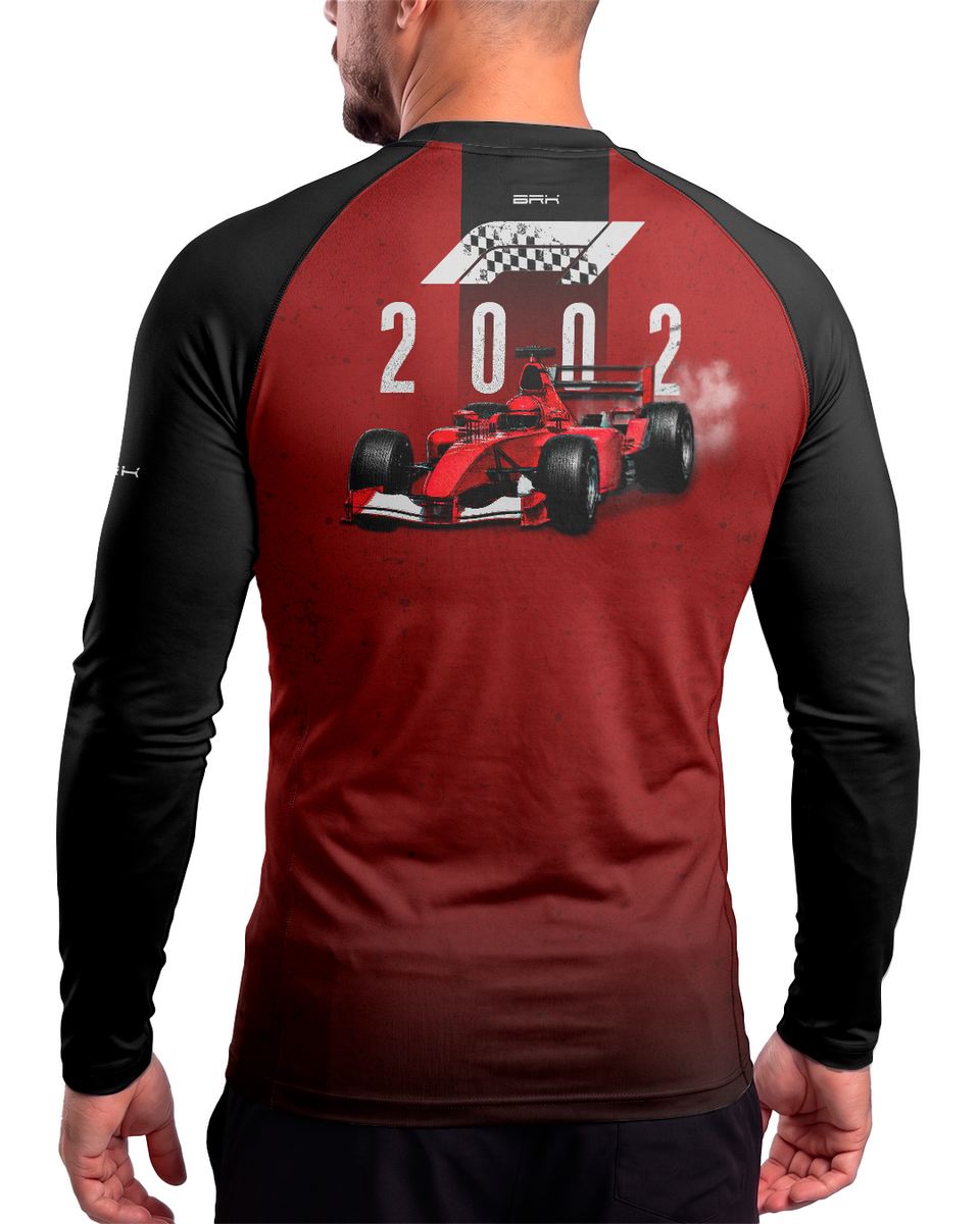 Camisa Segunda Pele Brk Fórmula 1 Vermelho e Preto 2002 com UV50+
