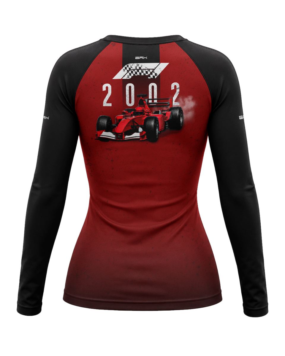 Camisa Segunda Pele Feminina Brk Fórmula 1 Vermelho e Preto 2002 com UV50+