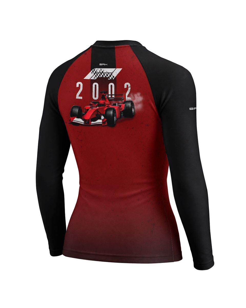 Camisa Segunda Pele Feminina Brk Fórmula 1 Vermelho e Preto 2002 com UV50+