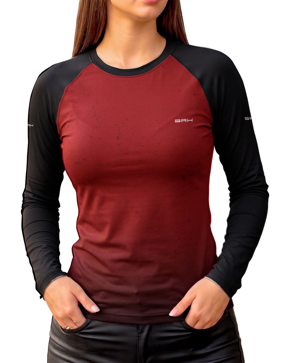 Camisa Segunda Pele Feminina Brk Fórmula 1 Vermelho e Preto 2002 com UV50+
