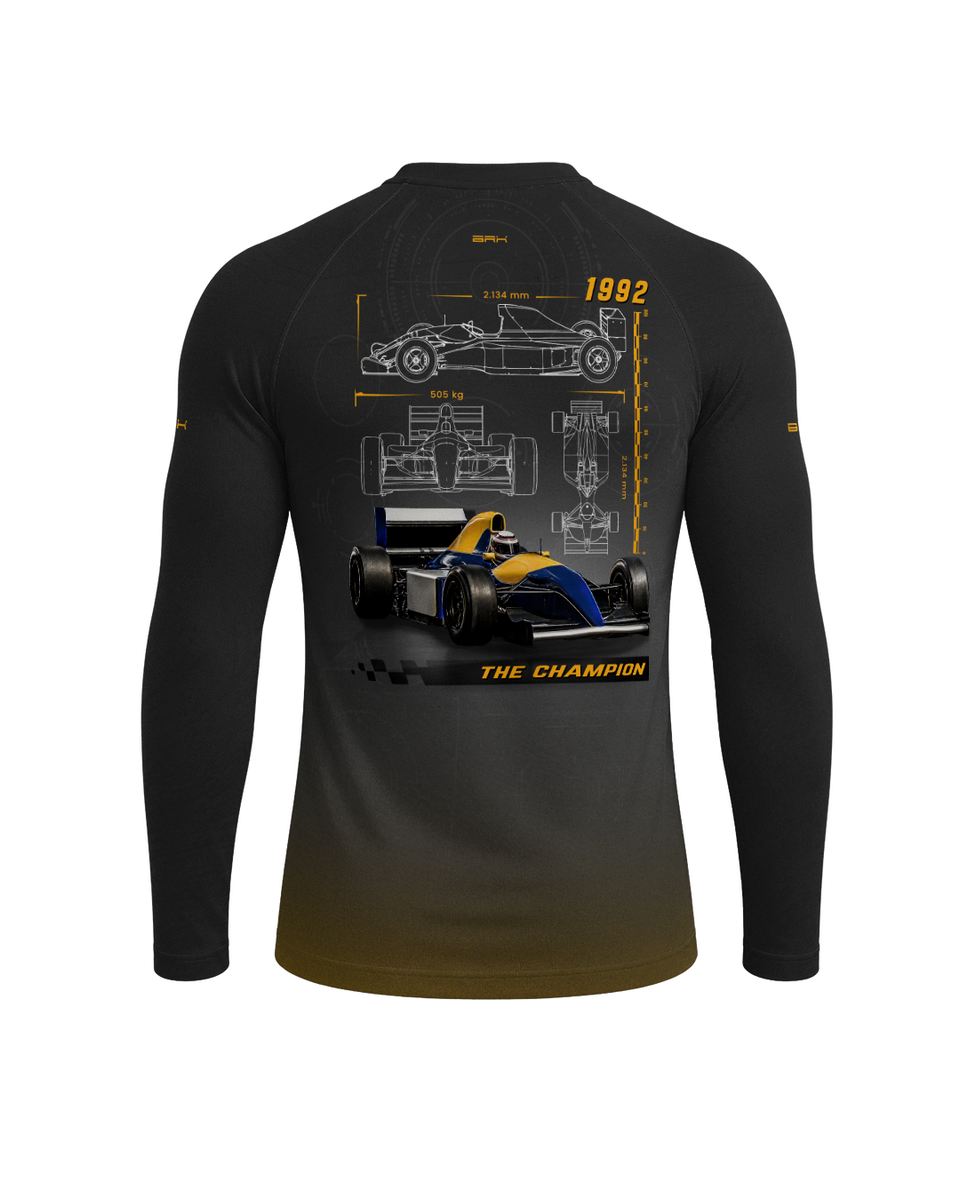 Camisa Segunda Pele Brk Fórmula 1 Willians Cinza Degrade Laranja com UV50+