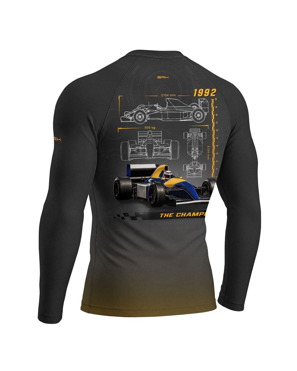 Camisa Segunda Pele Brk Fórmula 1 Willians Cinza Degrade Laranja com UV50+