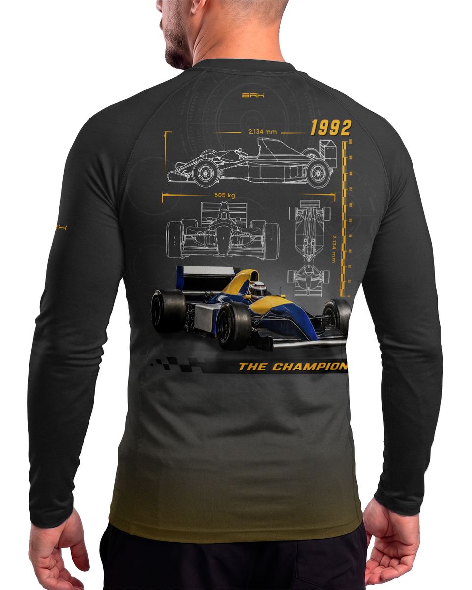 Camisa Segunda Pele Brk Fórmula 1 Willians Cinza Degrade Laranja com UV50+
