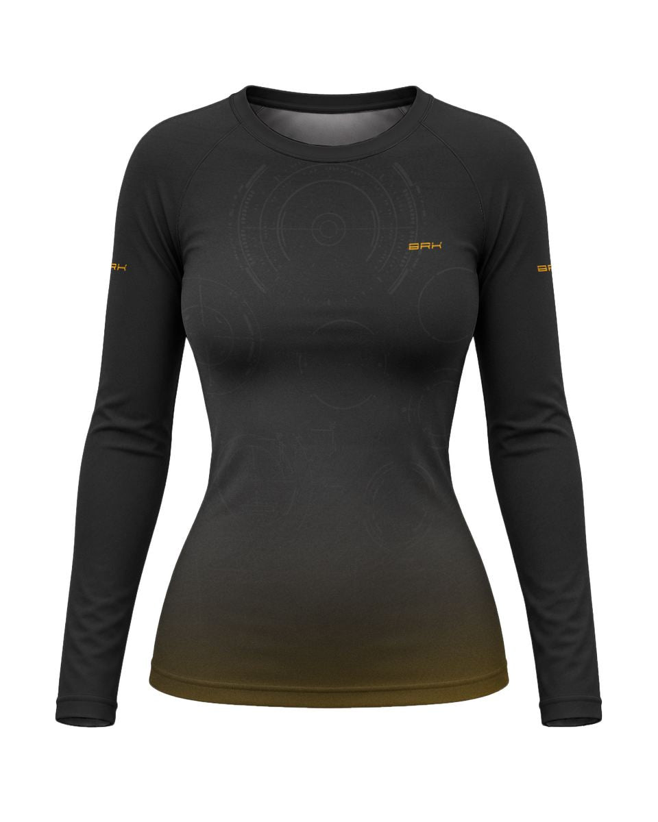 Camisa Segunda Pele Feminina Brk Fórmula 1 Willians Cinza Degrade Laranja com UV50+