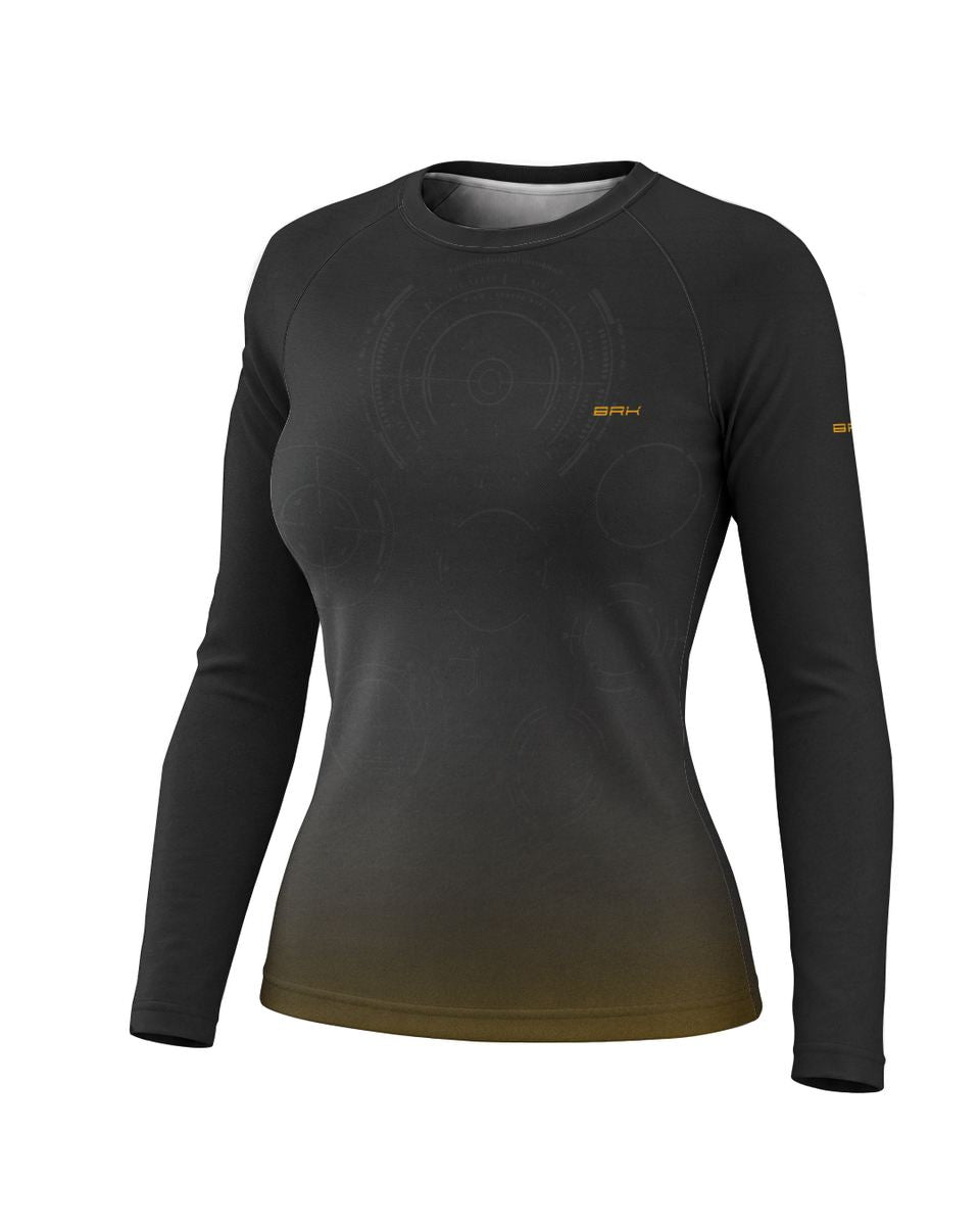 Camisa Segunda Pele Feminina Brk Fórmula 1 Willians Cinza Degrade Laranja com UV50+