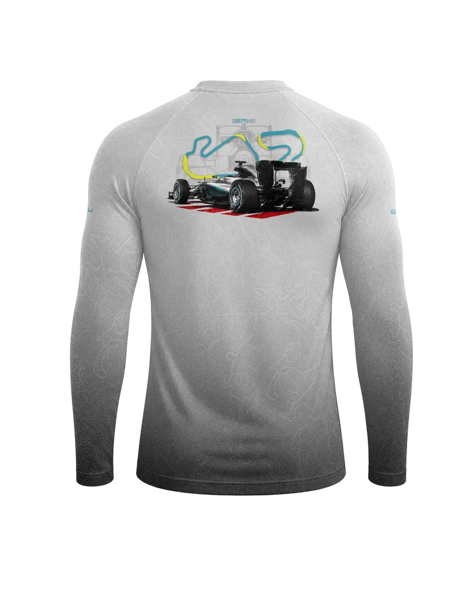 Camisa Segunda Pele Brk Fórmula 1 Mercedes W07 Branco e Cinza com UV50+