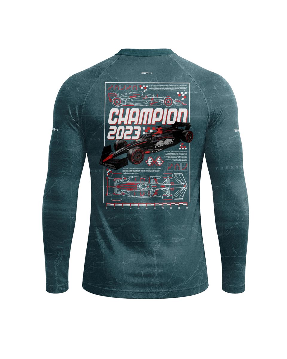 Camisa Segunda Pele Brk Fórmula 1 RB19 Azul Acinzentado com UV50+