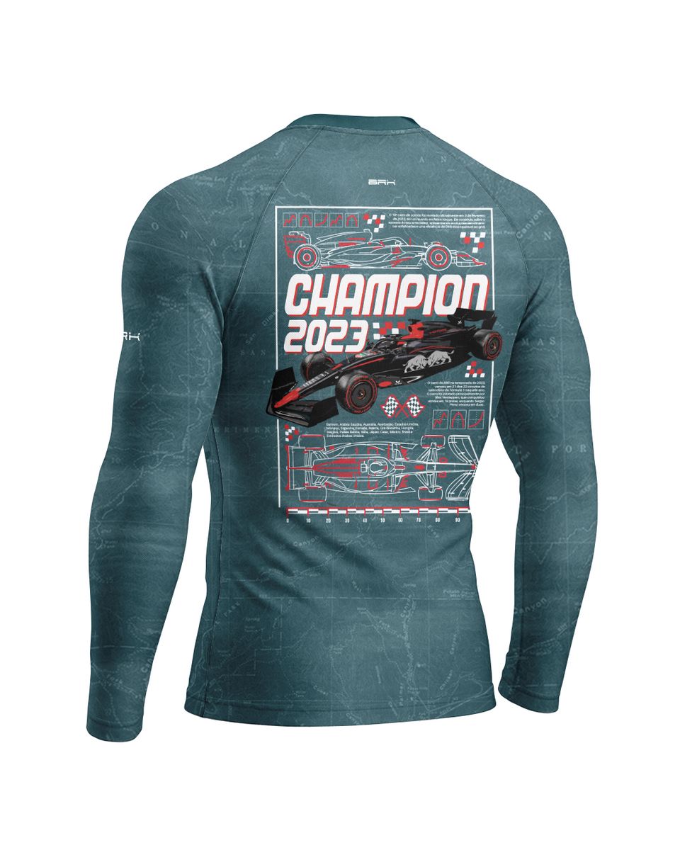 Camisa Segunda Pele Brk Fórmula 1 RB19 Azul Acinzentado com UV50+