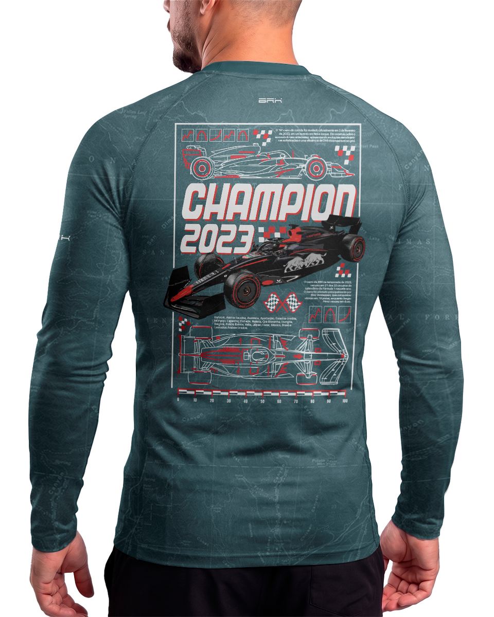 Camisa Segunda Pele Brk Fórmula 1 RB19 Azul Acinzentado com UV50+