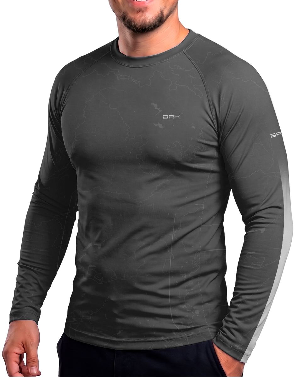 Camisa Segunda Pele Brk Fórmula 1 Mercedes W07 Cinza e Ciano com UV50+