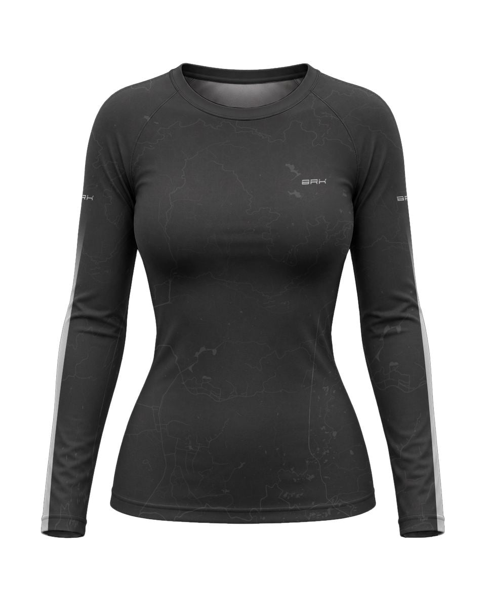Camisa Segunda Pele Feminina Brk Fórmula 1 Mercedes W07 Cinza e Ciano com UV50+