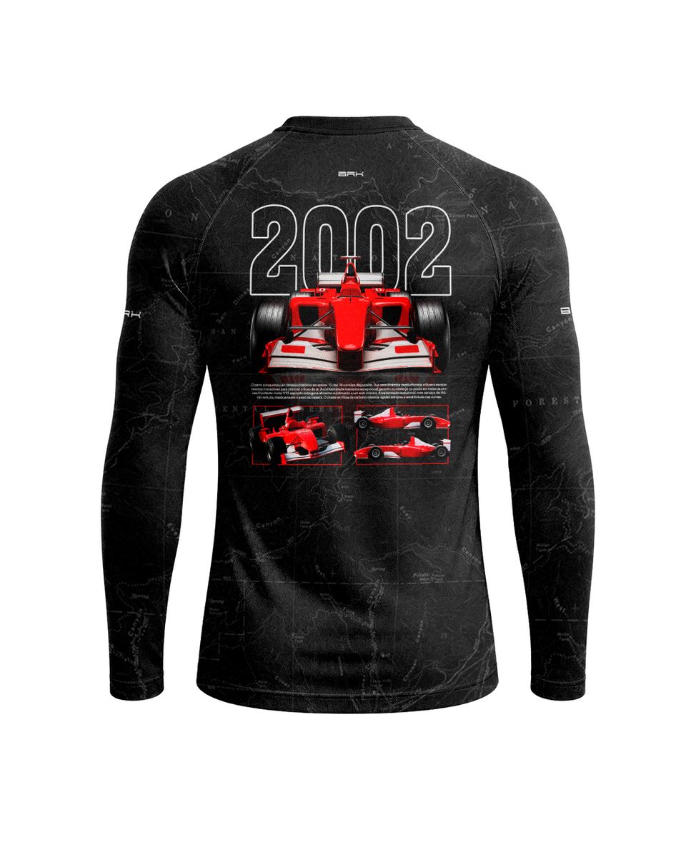 Camisa Segunda Pele Brk Fórmula 1 Preto e Vermelho 2002 com UV50+