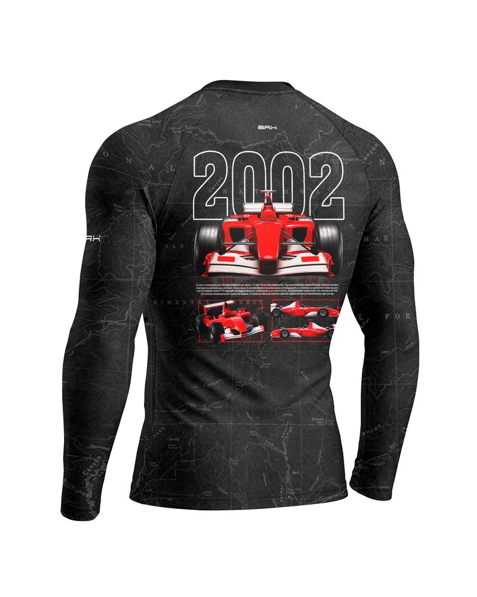 Camisa Segunda Pele Brk Fórmula 1 Preto e Vermelho 2002 com UV50+