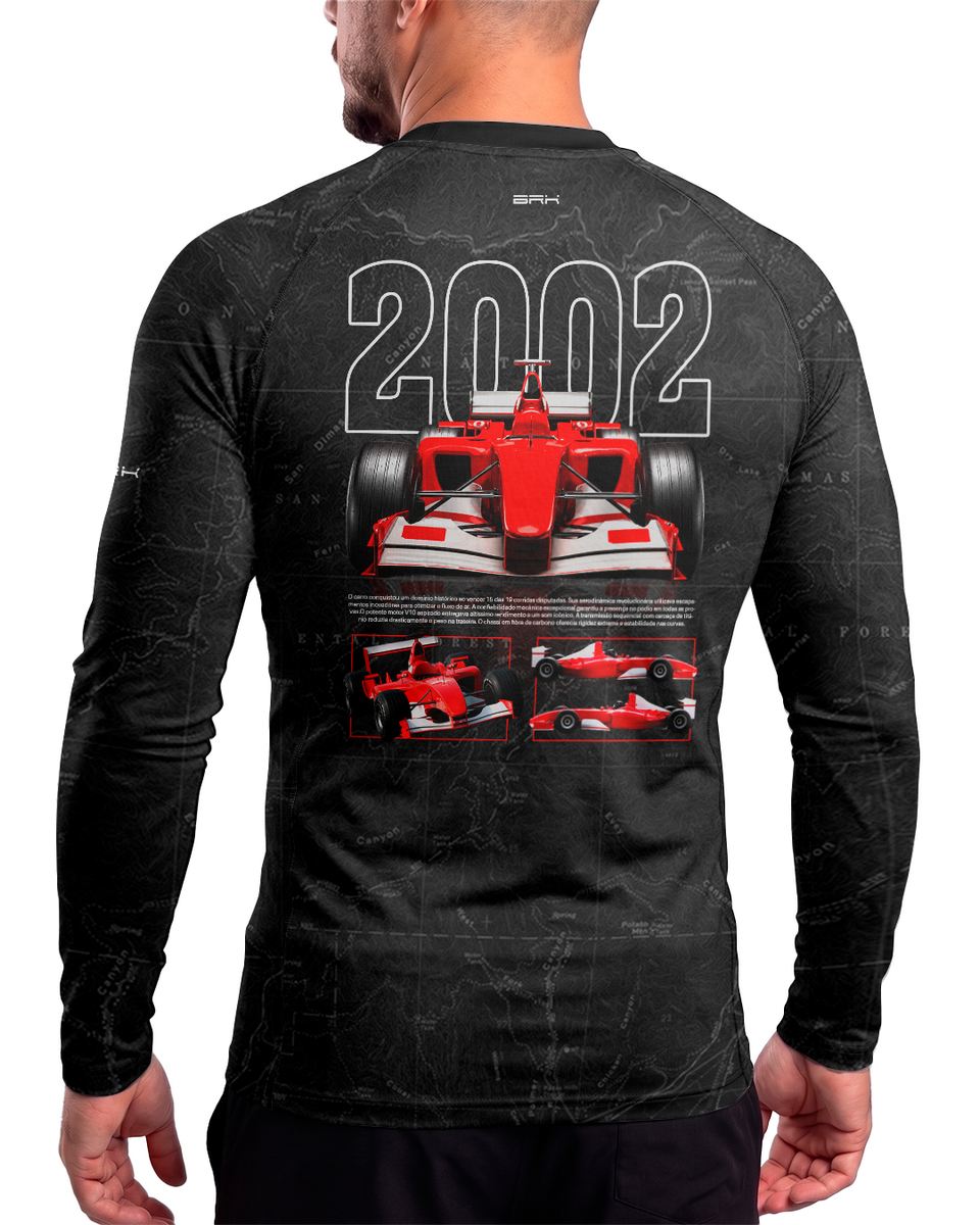Camisa Segunda Pele Brk Fórmula 1 Preto e Vermelho 2002 com UV50+